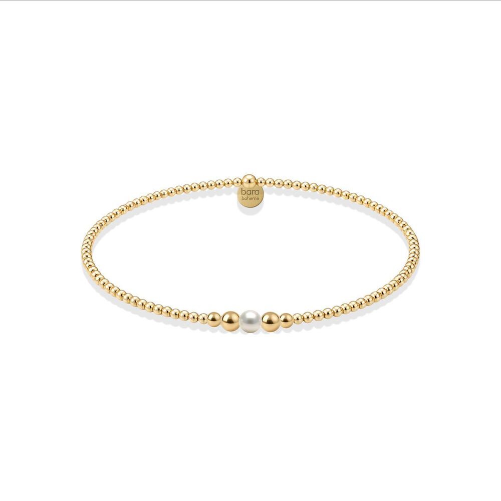 NEW BARA BOHEME women's jenna beaded bracelet with pearl in gold